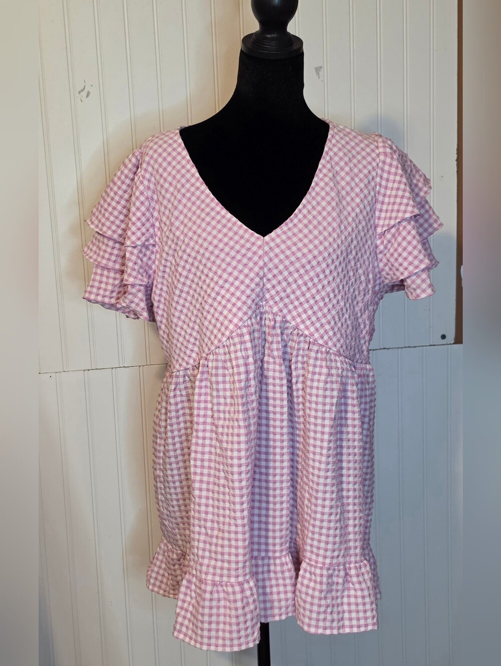 Jodifl Checkered Women's Top Sz LG